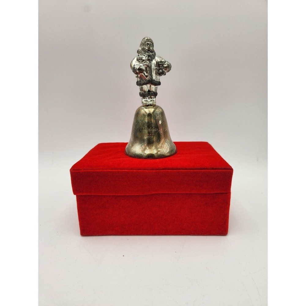 Madison Avenue Silver Plated 1996 Christmas Santa Bell Making Spirits Bright